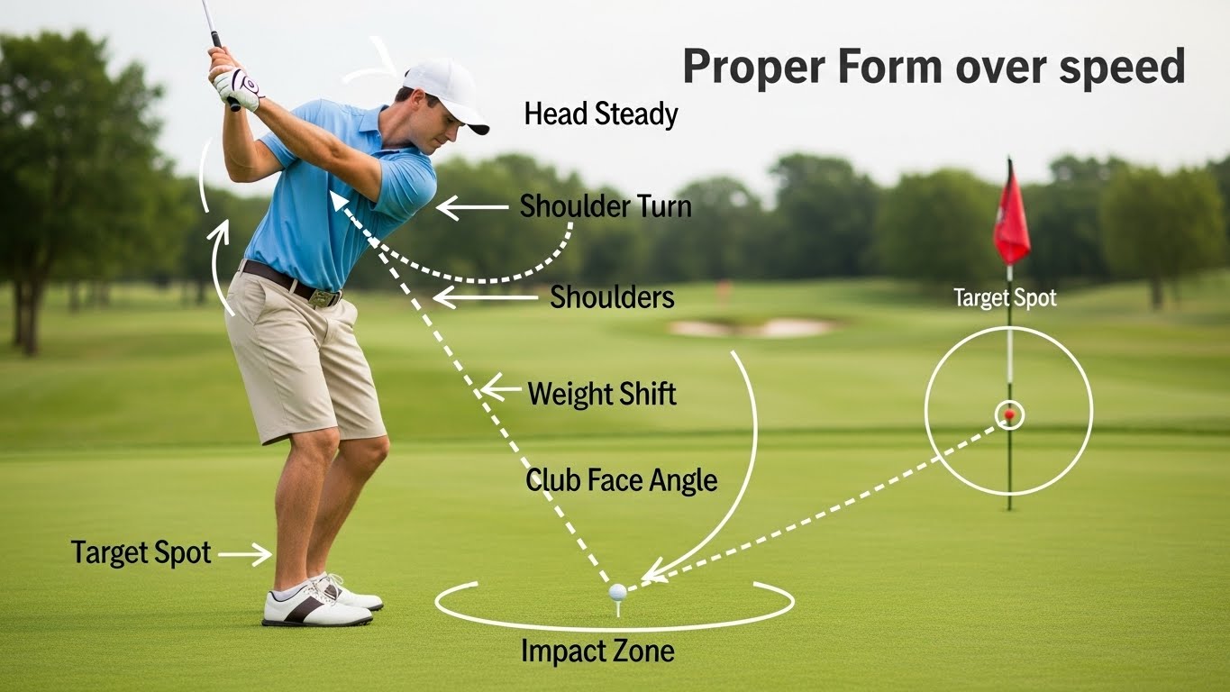 slow down tempo and take shorter backswing when practicing